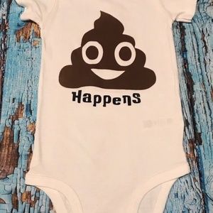 Cute Baby Bodysuit - Poop emoji- Happens - onesie